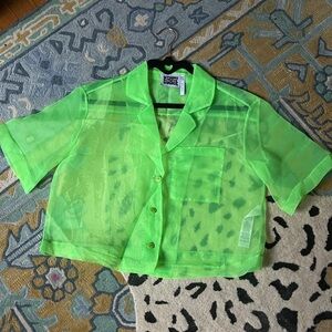 Women’s Cropped Green Sheer Shirt